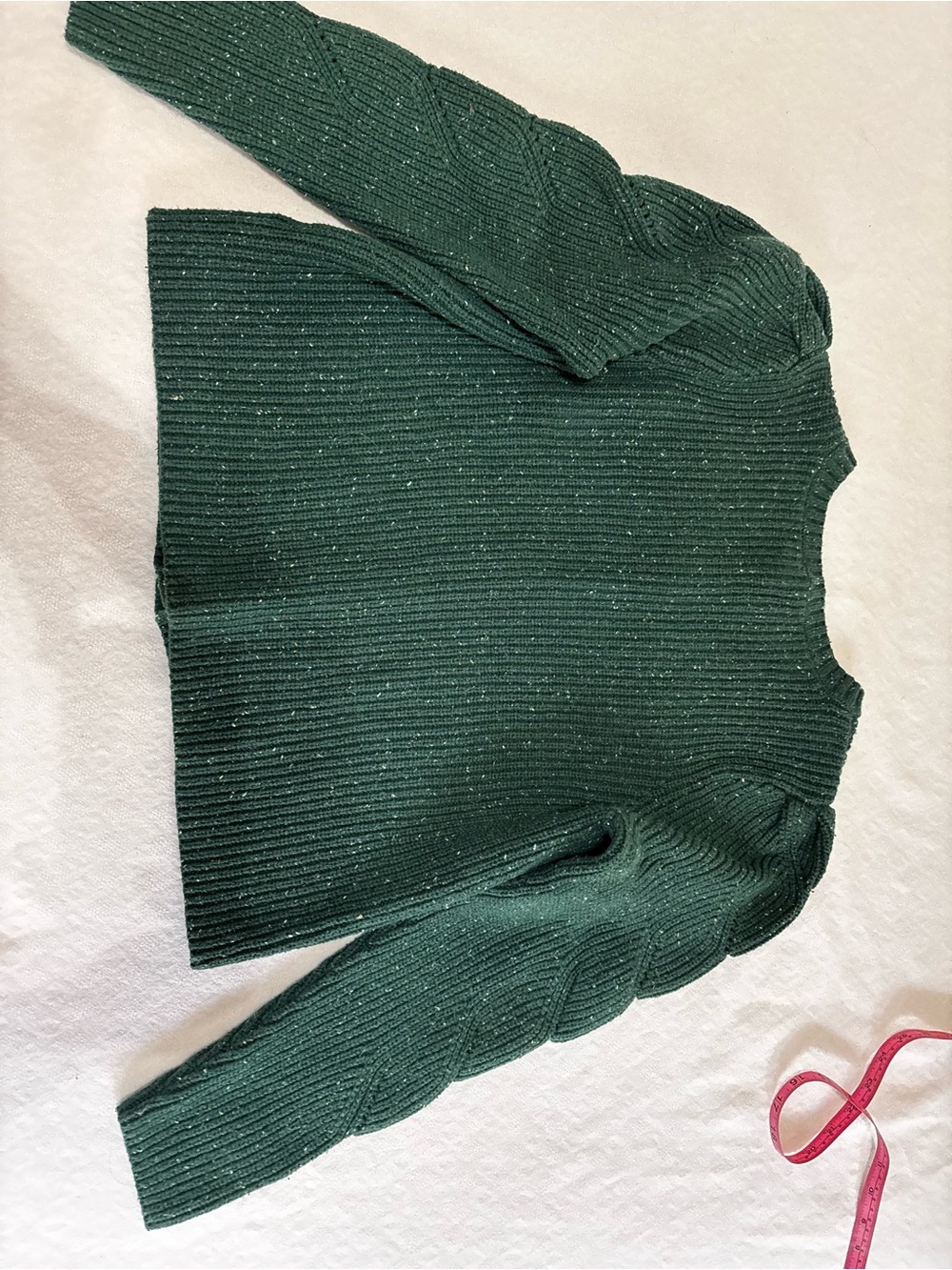 Talbots Dark Green Ribbed Button-Front Cardigan - Picture 6 of 7